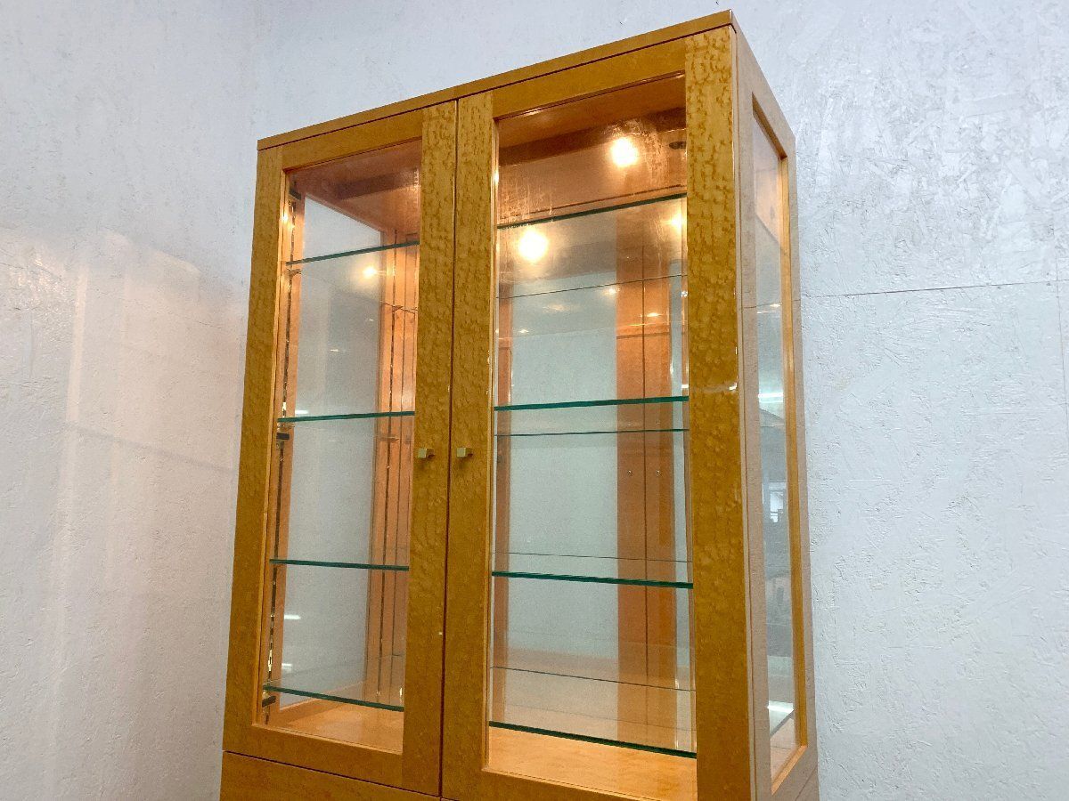 ○美品 IDC大塚家具 スプレンダー バーズアイメープル 照明 ガラス