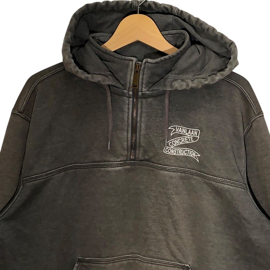 carharttブラックアノラックパーカー 刺繍ロゴ 長袖ハーフジップ