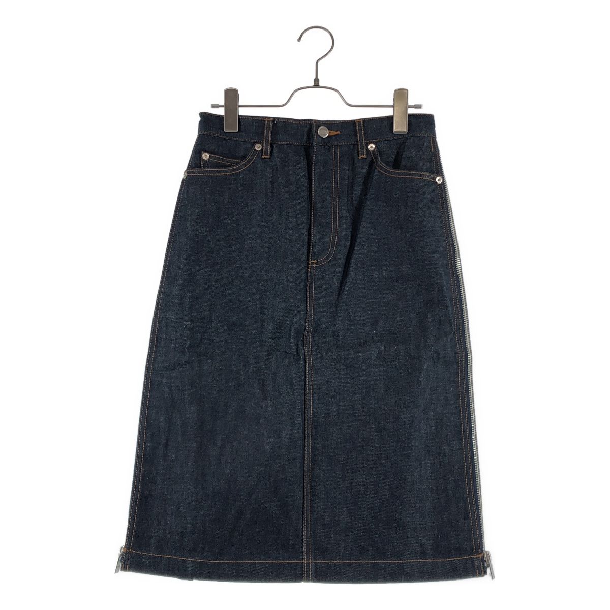 A.P.C. ダークデニム スカート 34 美品】 sacai / サカイ | ×A.P.C. / サイドプリーツ ジップ デニム
