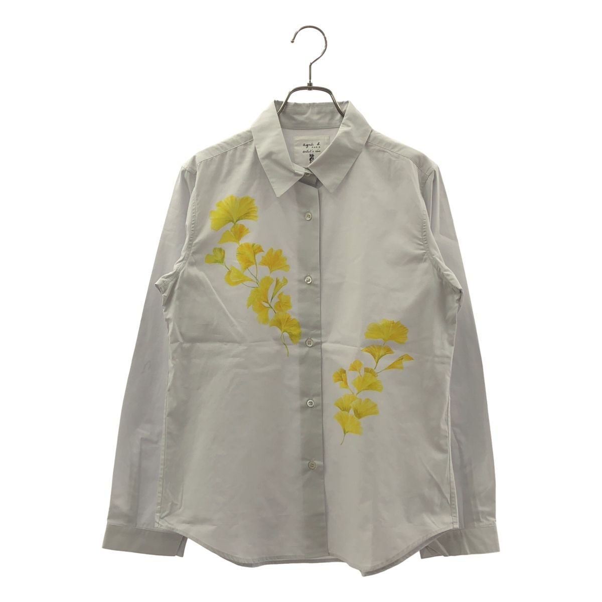 【新品】  Agnes b. / アニエスベー | Ma Za Si コットン プリント ブラウス シャツ | 36 | パープル/イエロー系 | レディース 新品】 Agnes b. / アニエスベー | Ma Za Si コットン プリント
