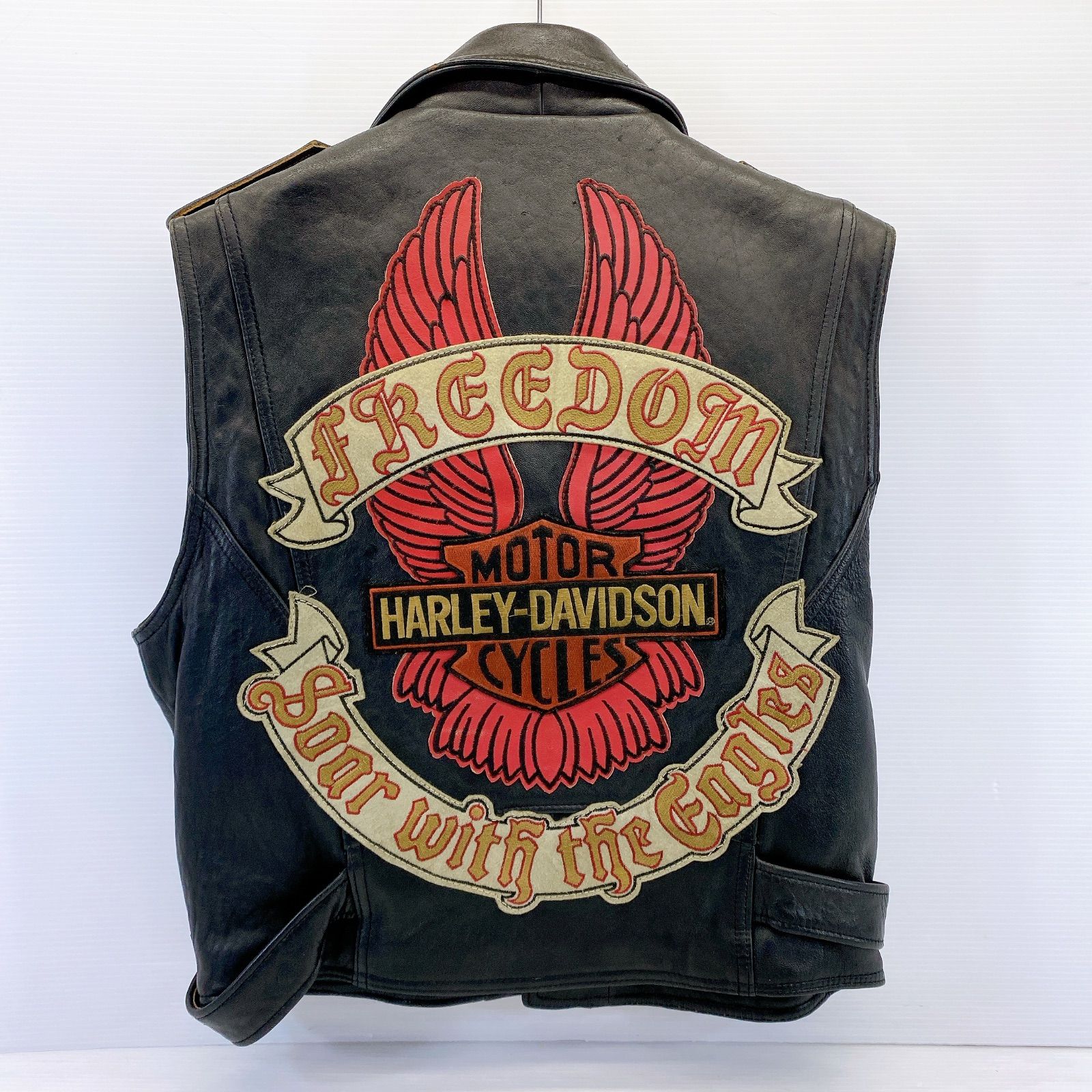□ ハーレーダビッドソン レザー Wライダース ベスト メンズ L