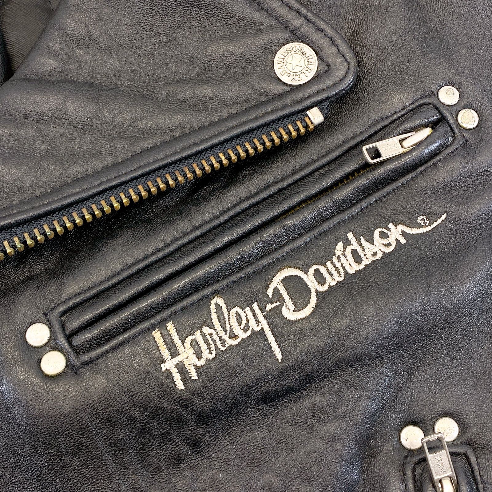 □ ハーレーダビッドソン レザー Wライダース ベスト メンズ L