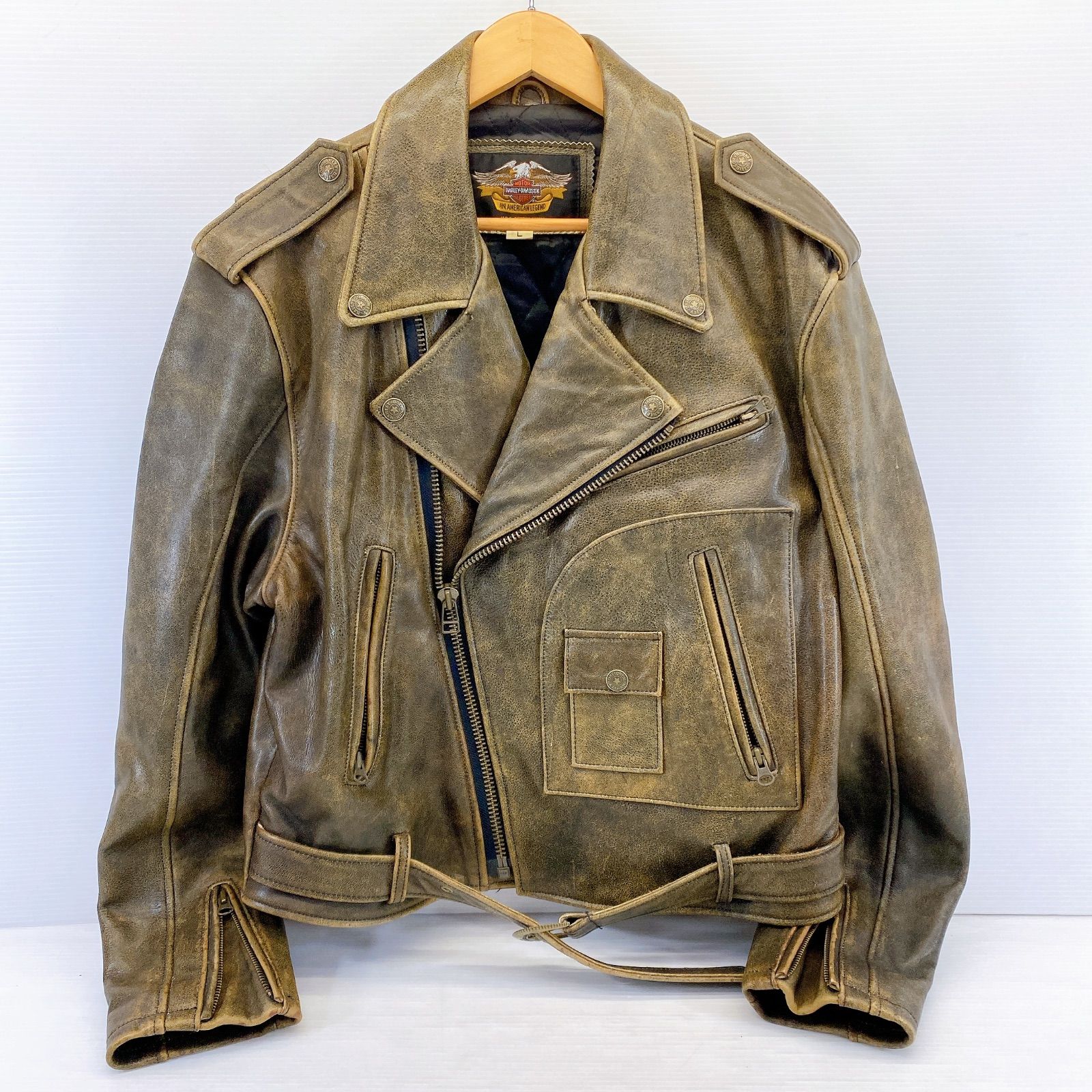 □ ハーレー ダビッドソン レザー ダブル ライダース ジャケット Dポケ