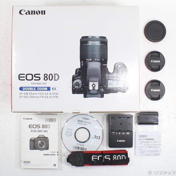 中古品〕 EOS 80D ダブルズームキット【262】 - メルカリ