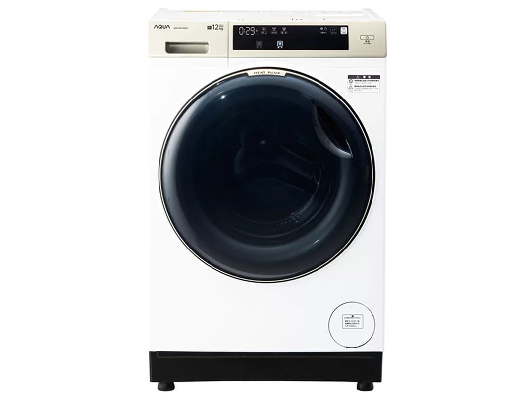 未使用　送料・設置無料 24年製　左開き　ドラム式洗濯乾燥機　AQUA　まっ直ぐドラム2.0 　AQW-DM12R-L-W [ホワイト]　展示品
