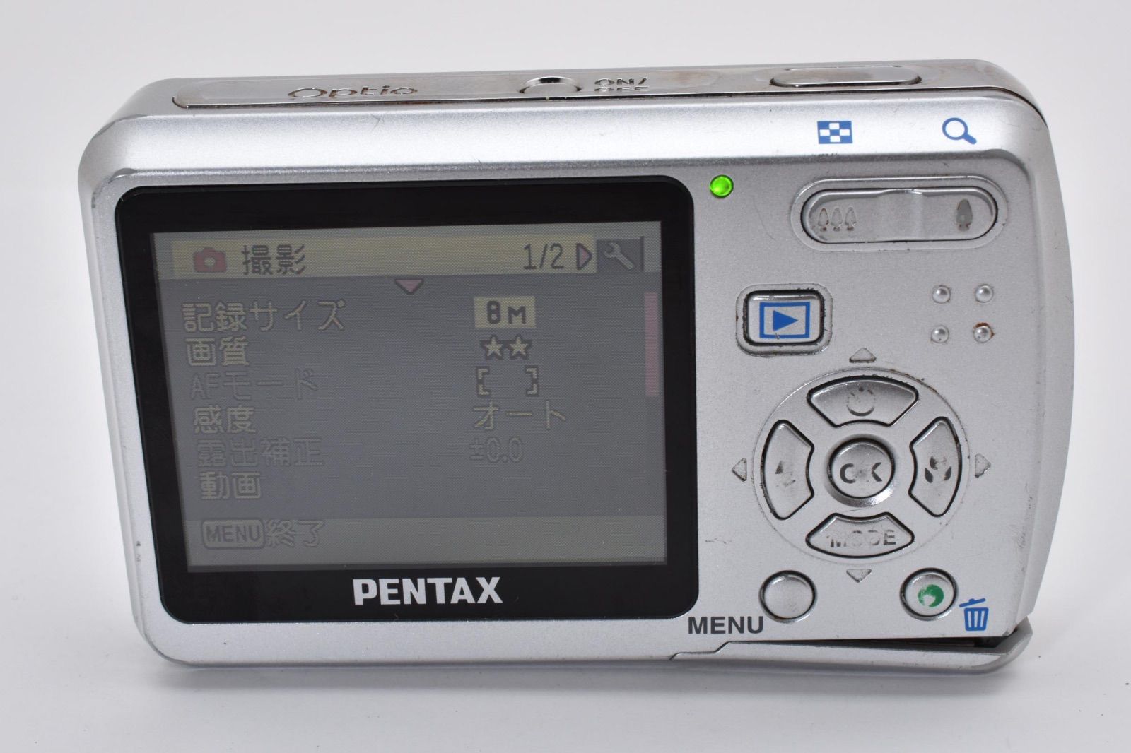 美品 動作確認済PENTAX ペンタックス Optio E50 レトロコンデジ ペンタックス PENTAX Optio E50 シルバー コンパクトデジタルカメラ
