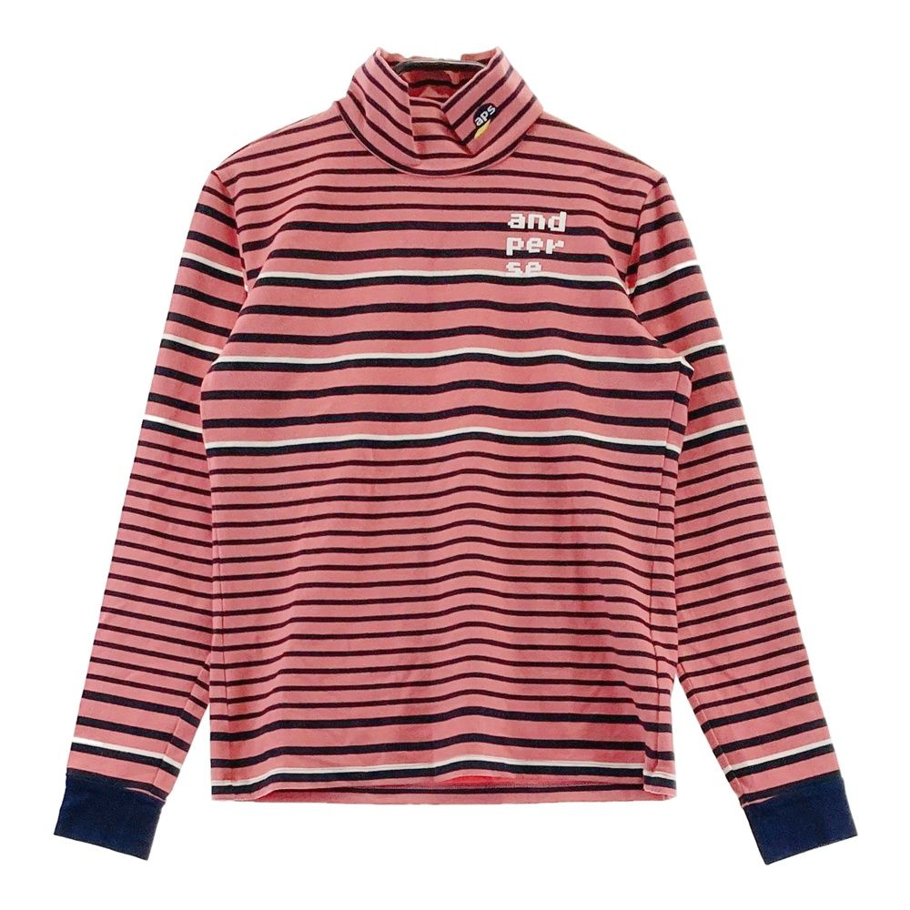 サイズ：M AND PER SE アンパスィ ハイネック 長袖Tシャツ ボーダー柄