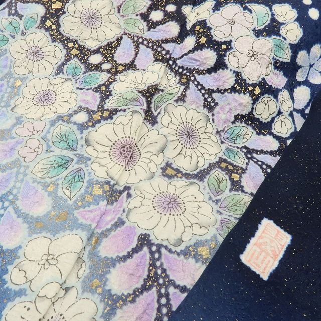 六花-RIKKA- 美品未着用 正絹 翠山工房 桐屋の辻が花 金通し 絞り