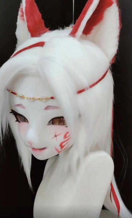 着ぐるみヘッド kigurumi NO 216 キツネ 白 ファースーツ 全頭ヘッド ケモノ マスク ぬいぐるみ コスプレ コスチューム 一点物