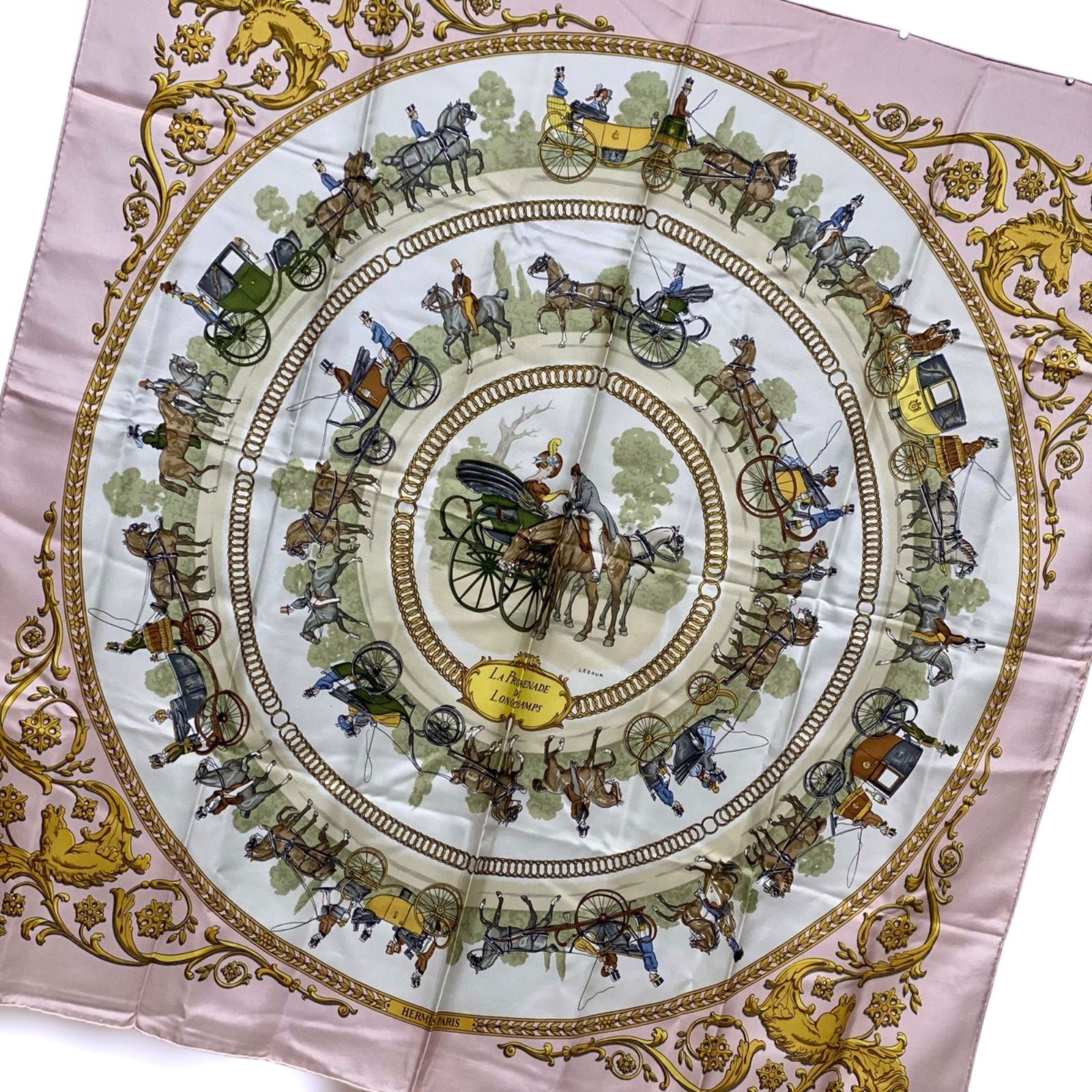 エルメス カレ90 LA PROMENADE DE LONGCHAMPS シルクスカーフ