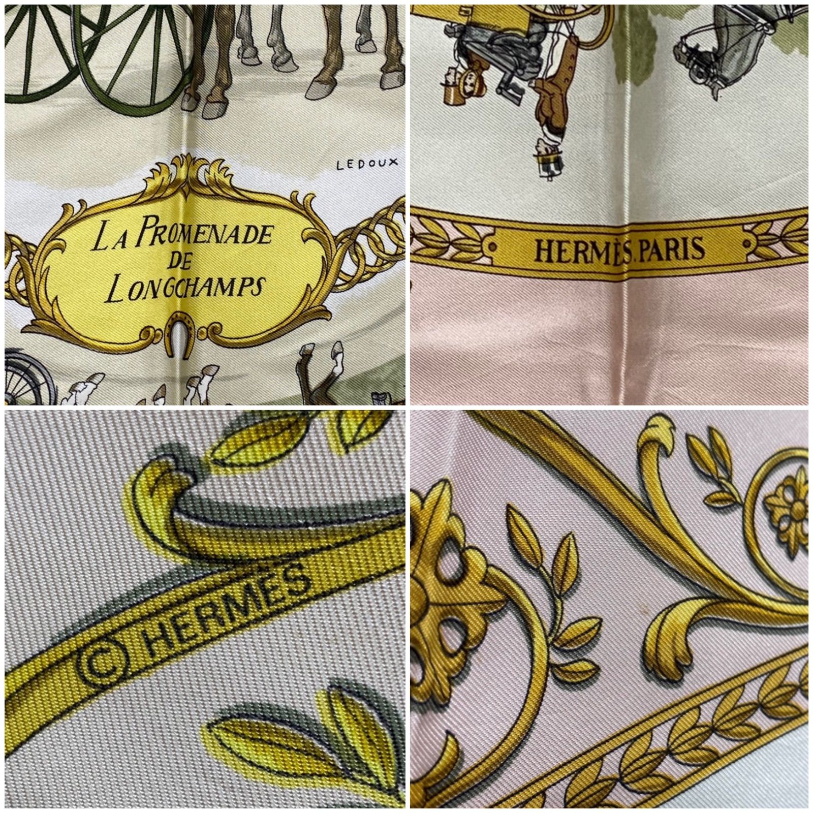 エルメス カレ90 LA PROMENADE DE LONGCHAMPS シルクスカーフ