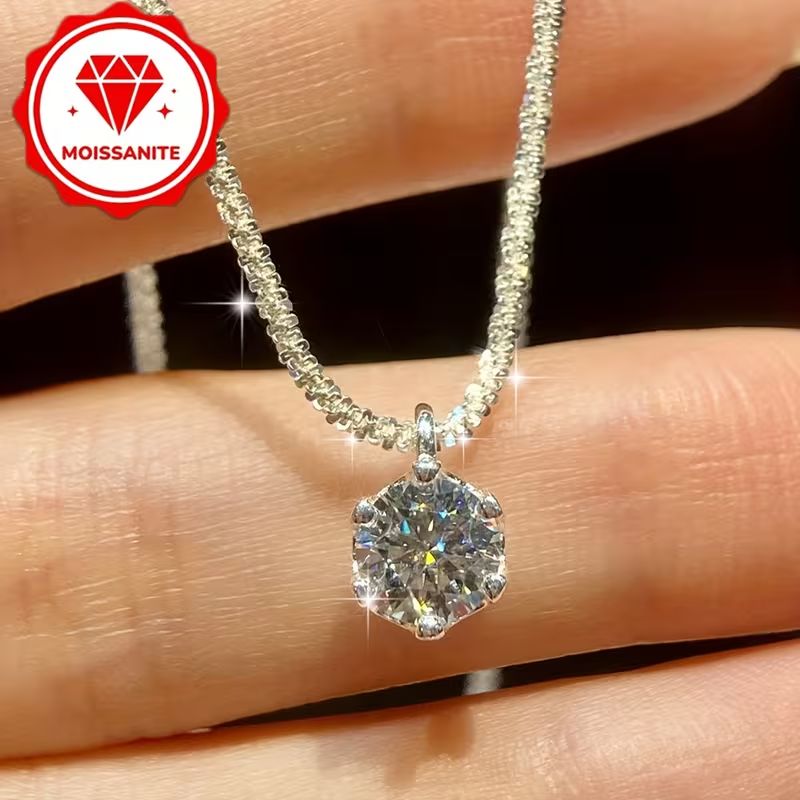モアサナイト1ct シルバー925 ネックレス プラチナ仕上げ 一粒 