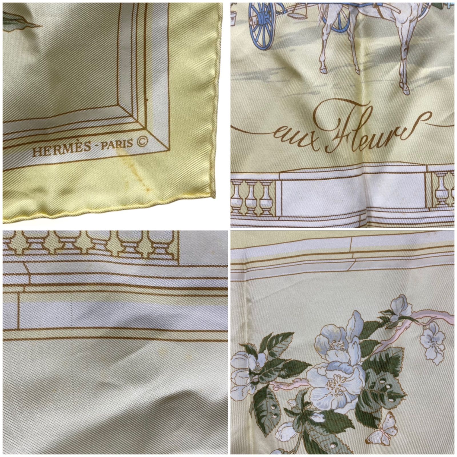 エルメス カレ90 Quai aux fleurs シルクスカーフ 花咲く海岸通り