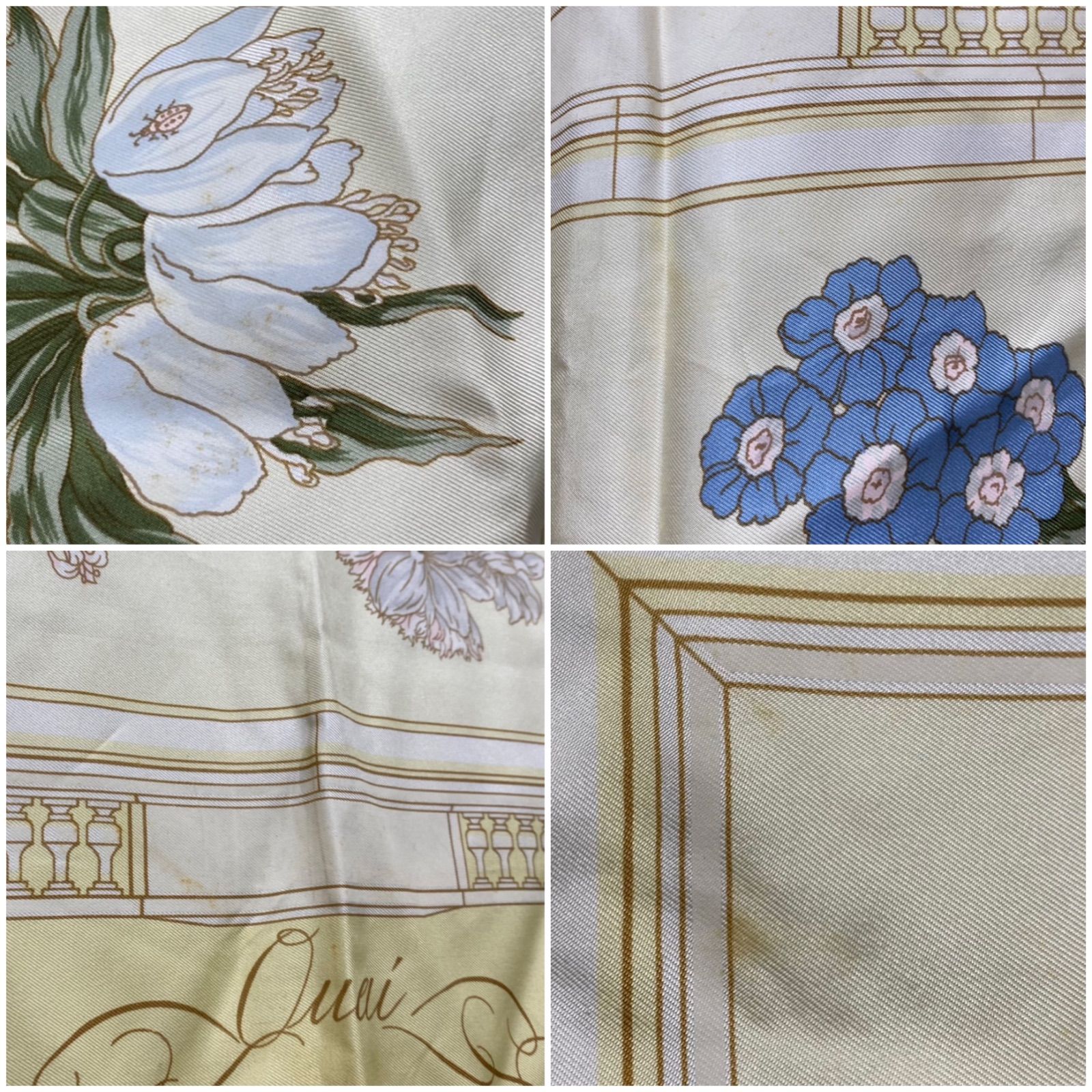 エルメス カレ90 Quai aux fleurs シルクスカーフ 花咲く海岸通り