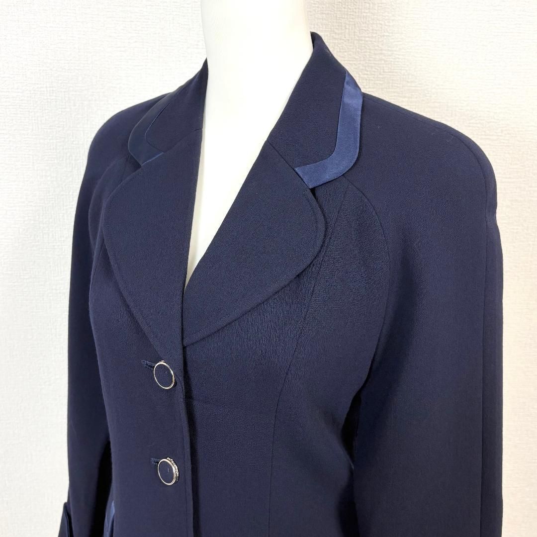 美品】 courreges テーラードウールジャケット 9AR ネイビー 無地 