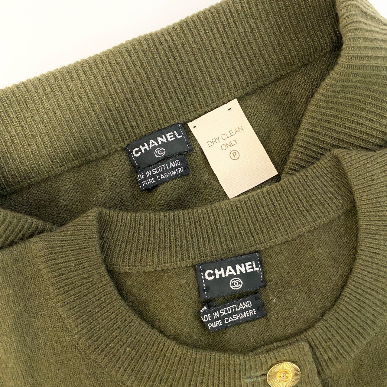 15a16 CHANEL シャネル ピュアカシミヤ 100％ セットアップニット 金 