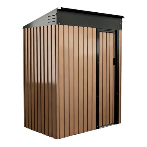 物置 屋外 大型 メタルシェッド 大容量 タイヤ収納庫 防水 スチール製 引き戸 防サビ 補強フレーム付き 工具収納 ガーデン収納 屋外倉庫 床無し ブラウン m