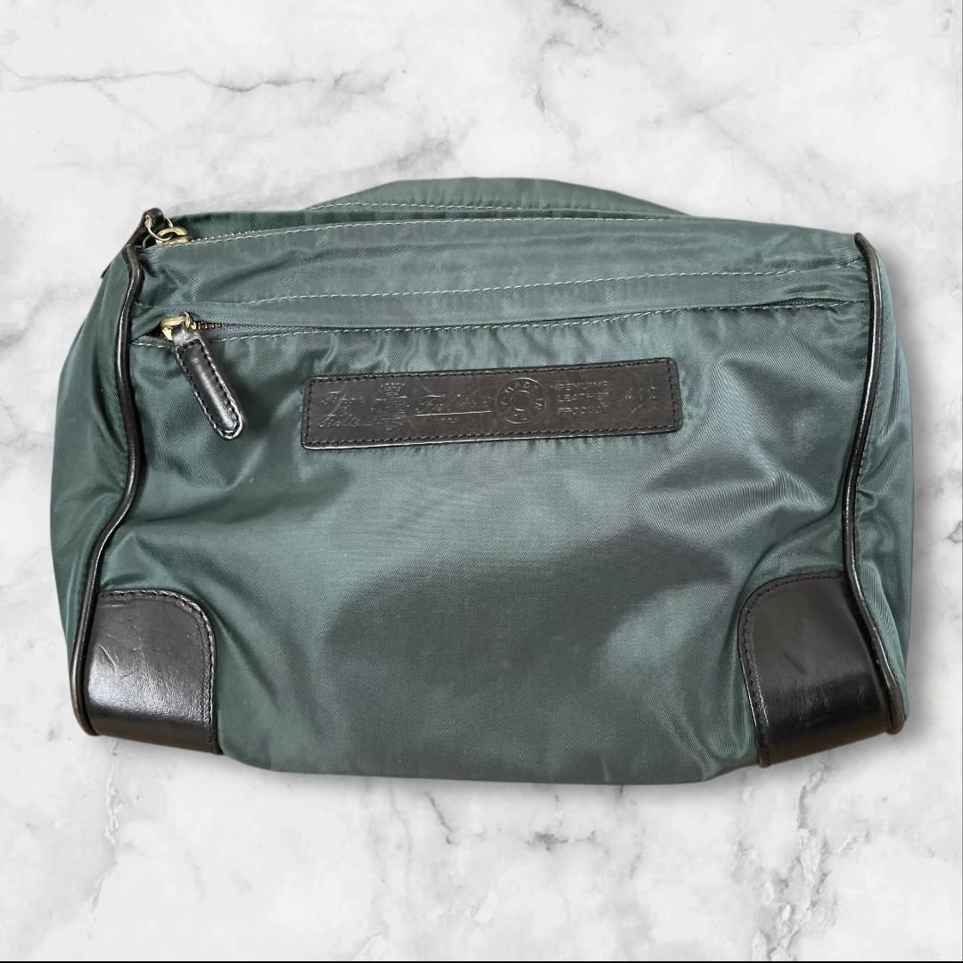 極美品Felisi フェリージ ナイロンポーチ 719 グリーン フェリージ