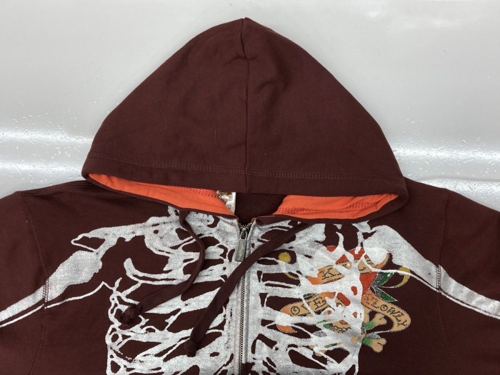Ed Hardy エドハーディー ジップパーカー 赤 タイガー スカル エドハーディー Ed Hardy SKELETON ZIPUP HOODIE スケルトン ジップ