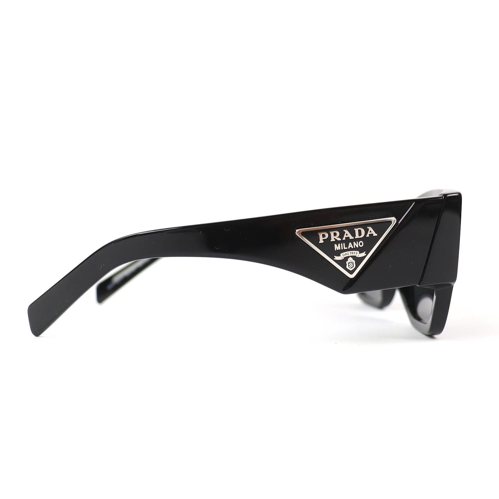 【美品】プラダ サングラス 三角ロゴ ブラック 美品△PRADA プラダ SPR10Z-F トライアングルロゴ 三角プレート アイ