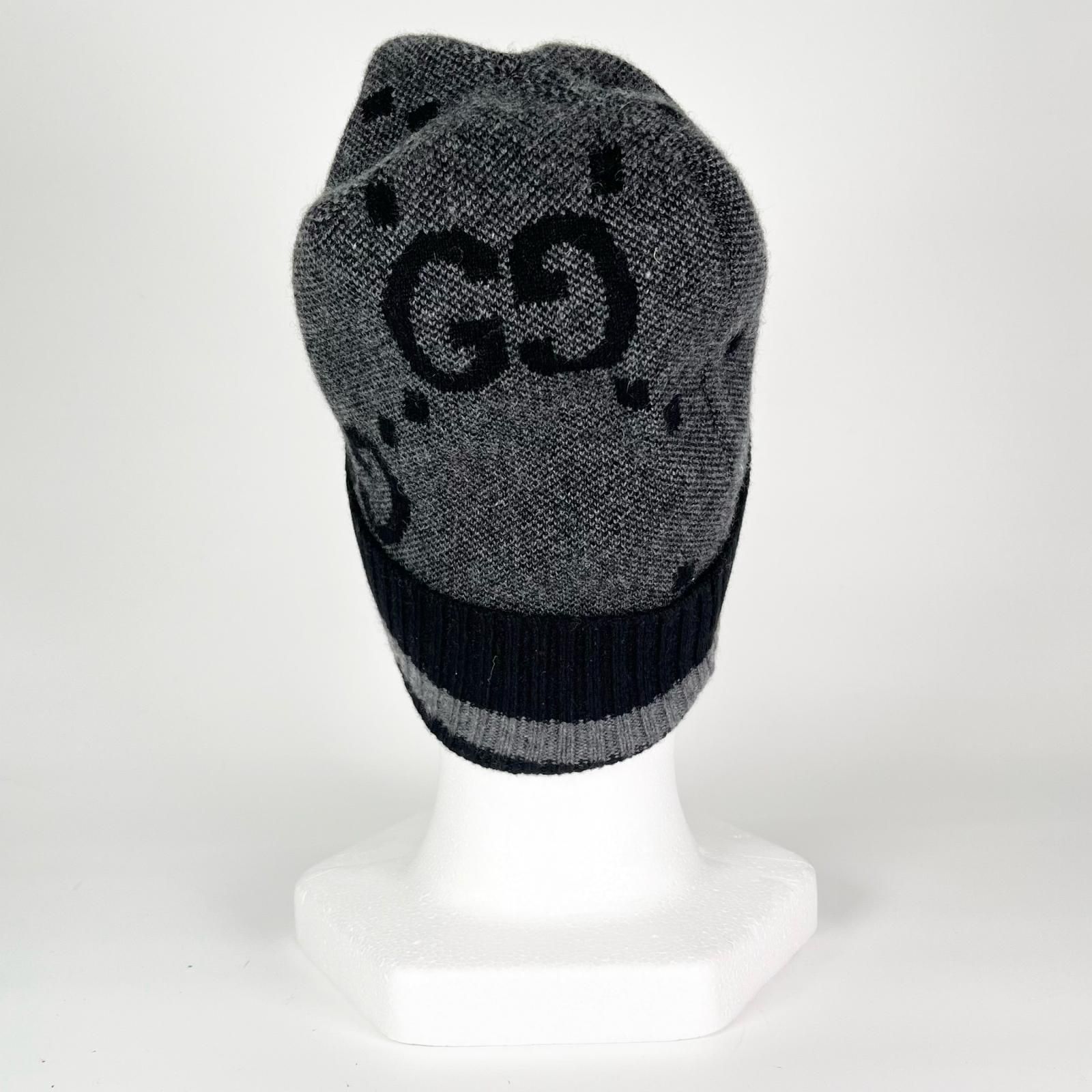 未使用品△GUCCI グッチ 676827 カシミヤ100％ GG ニットキャップ 帽子