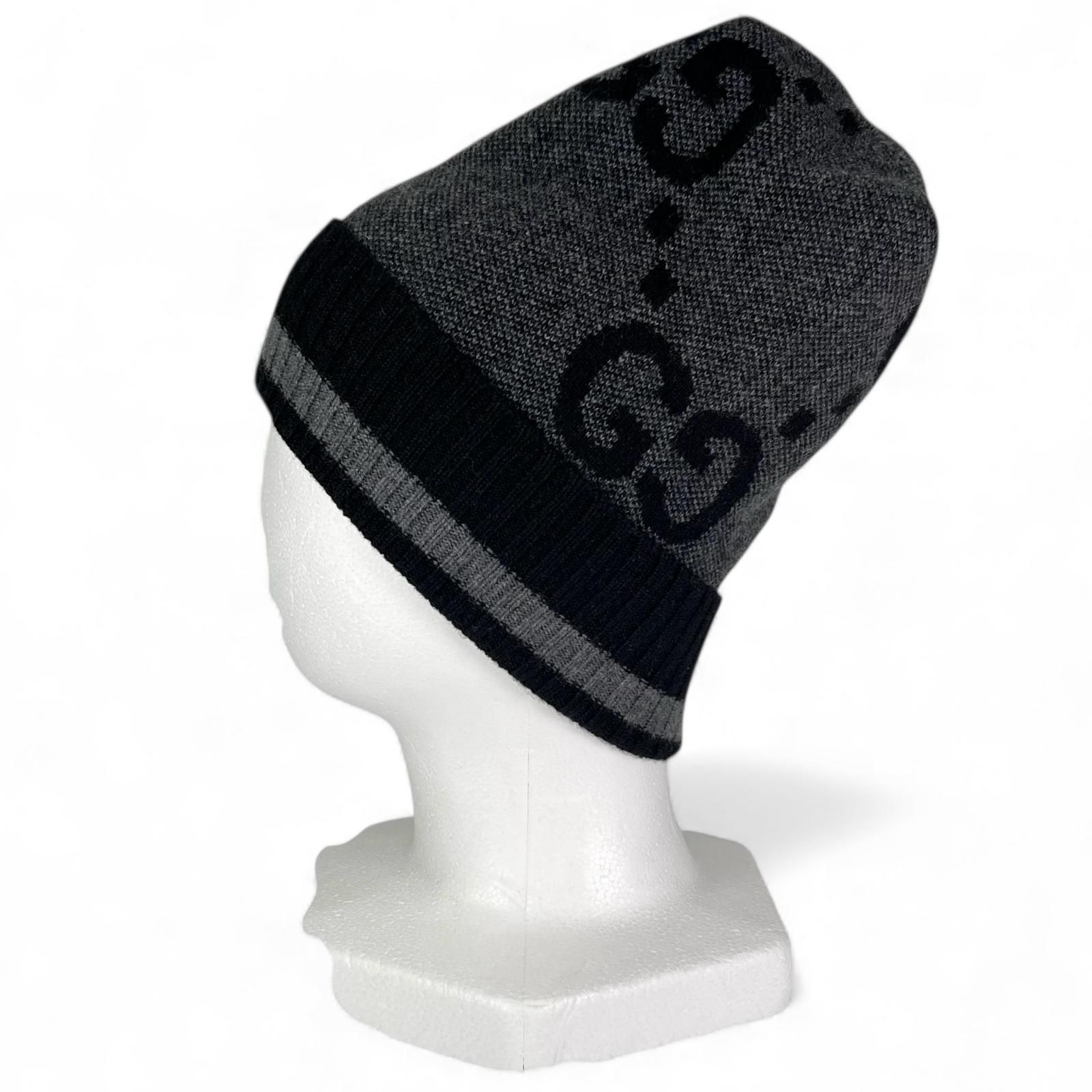 未使用品△GUCCI グッチ 676827 カシミヤ100％ GG ニットキャップ 帽子