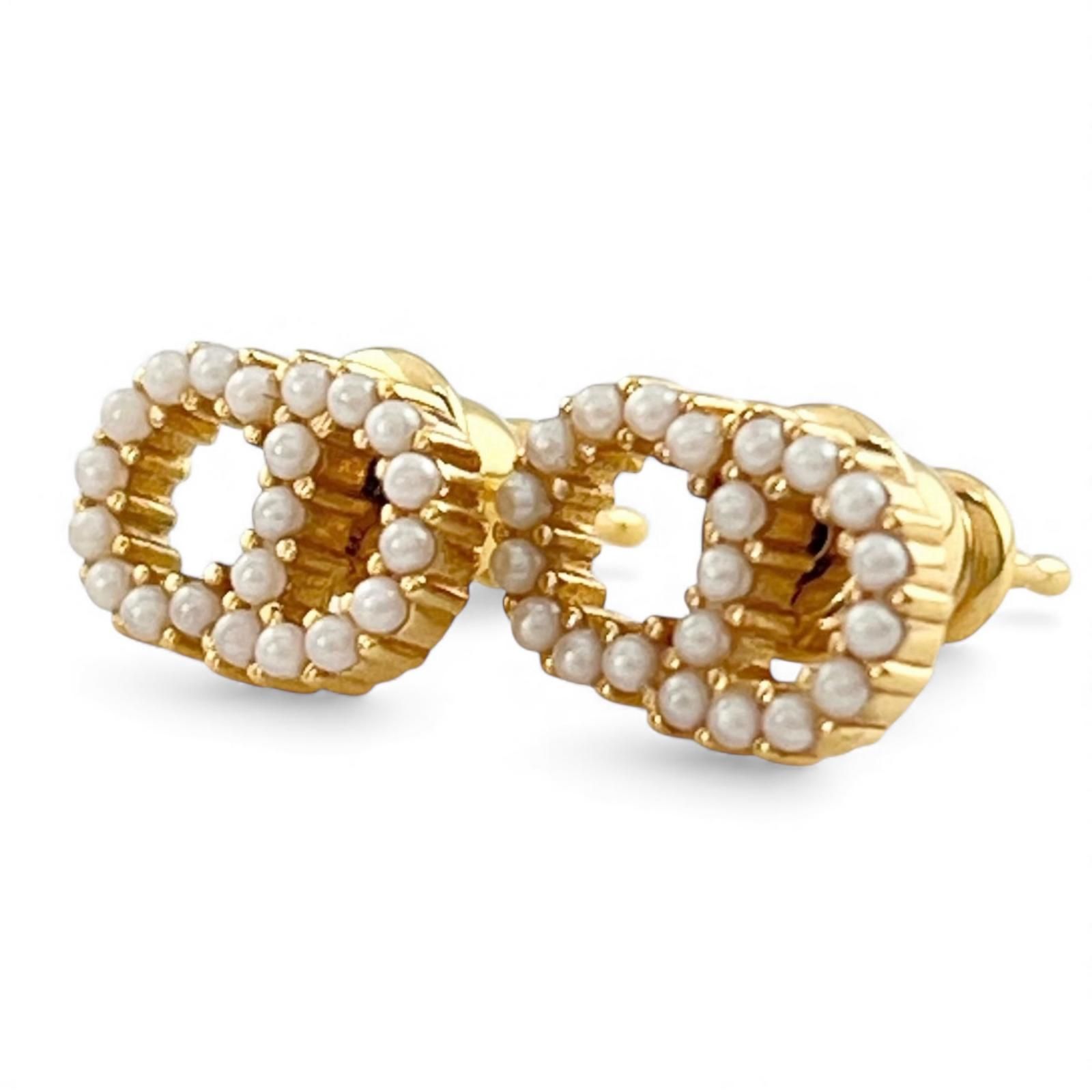 極美品△DIOR ディオール Petit CD ミニ スタッド レジンパール ピアス