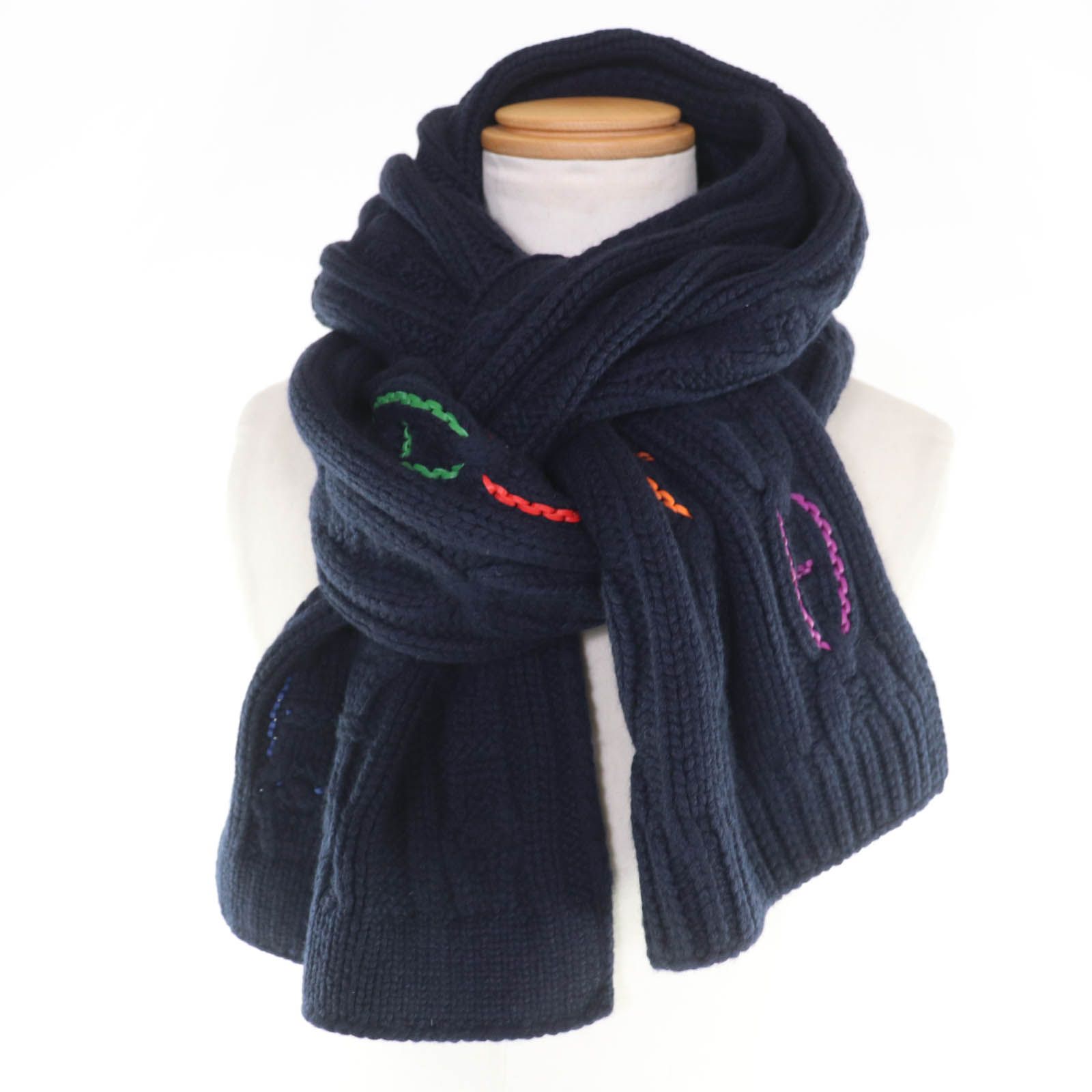 極美品☆HERMES エルメス TRI-MAILLON トリマイヨン カシミヤ100