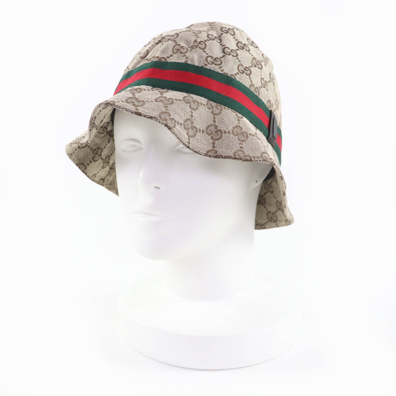 美品 GUCCI グッチ シェリーライン バケットハット GG柄 ベージュ 未使用品☆GUCCI グッチ ロゴ金具付 GGキャンバス シェリーライン