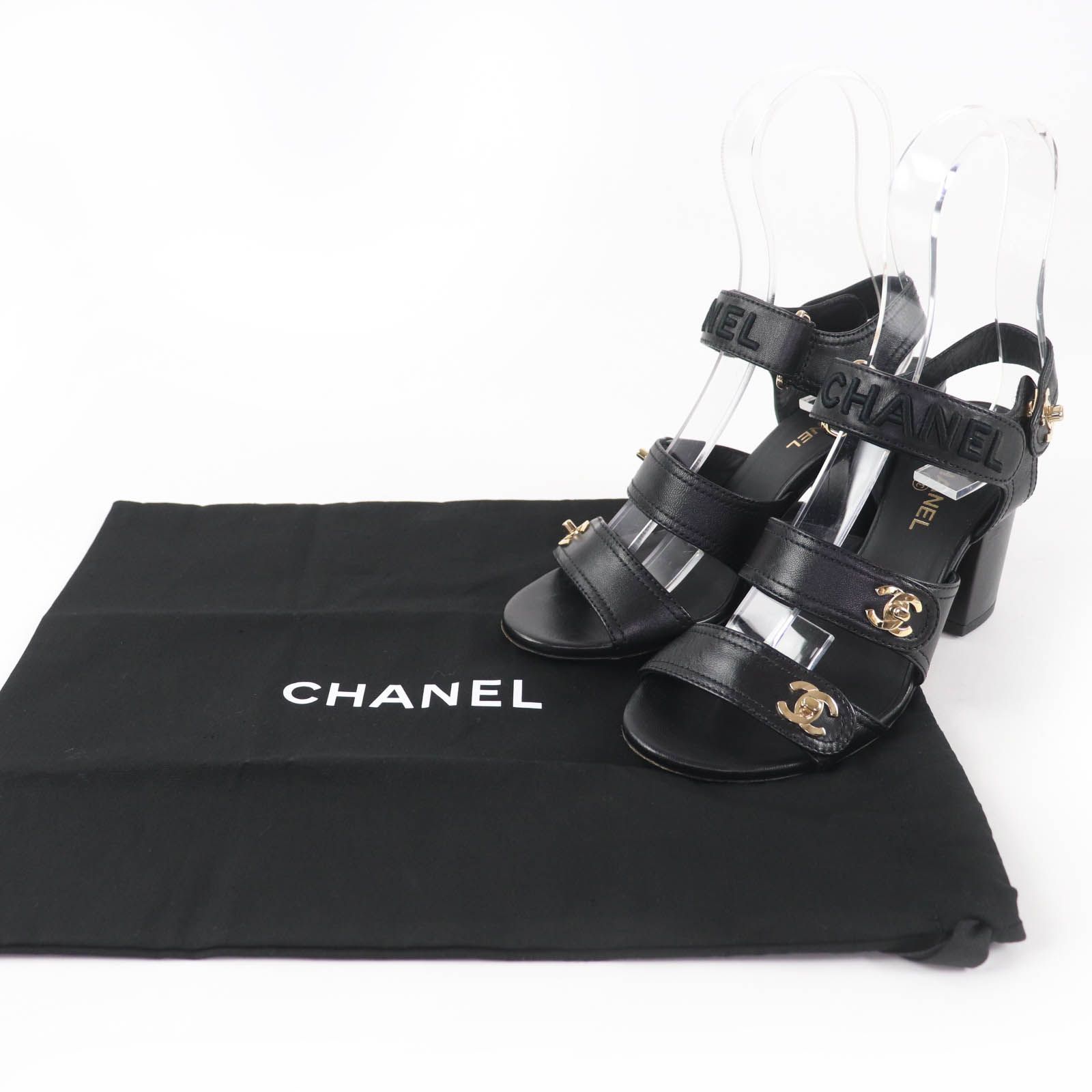 美品☆CHANEL シャネル G37387 ココマーク ターンロックサンダル