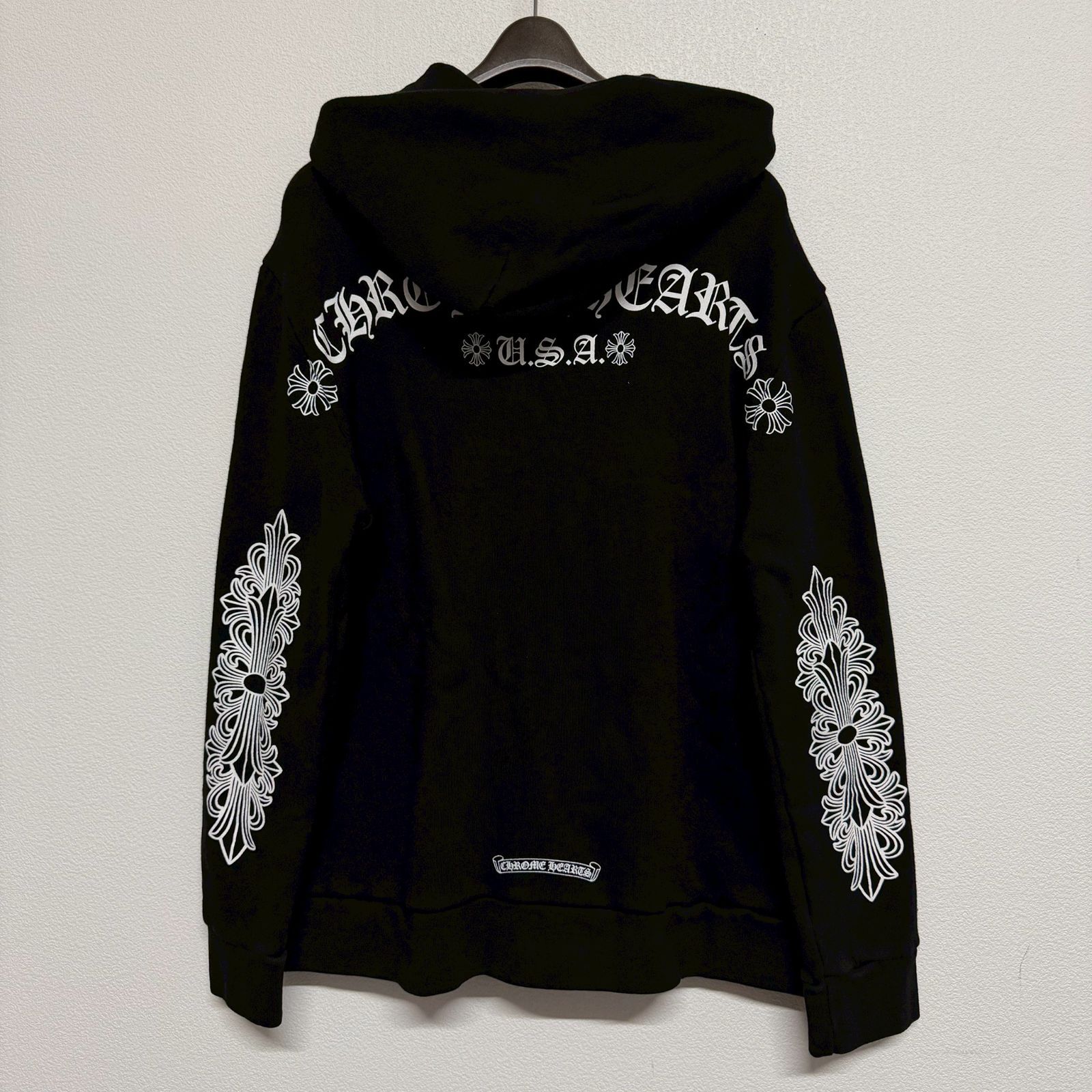 クロムハーツ バックアーチ ジップ アップ パーカー フーディー CHROME HEARTS クロムハーツ アーチ ロゴ バックプリント ジップ