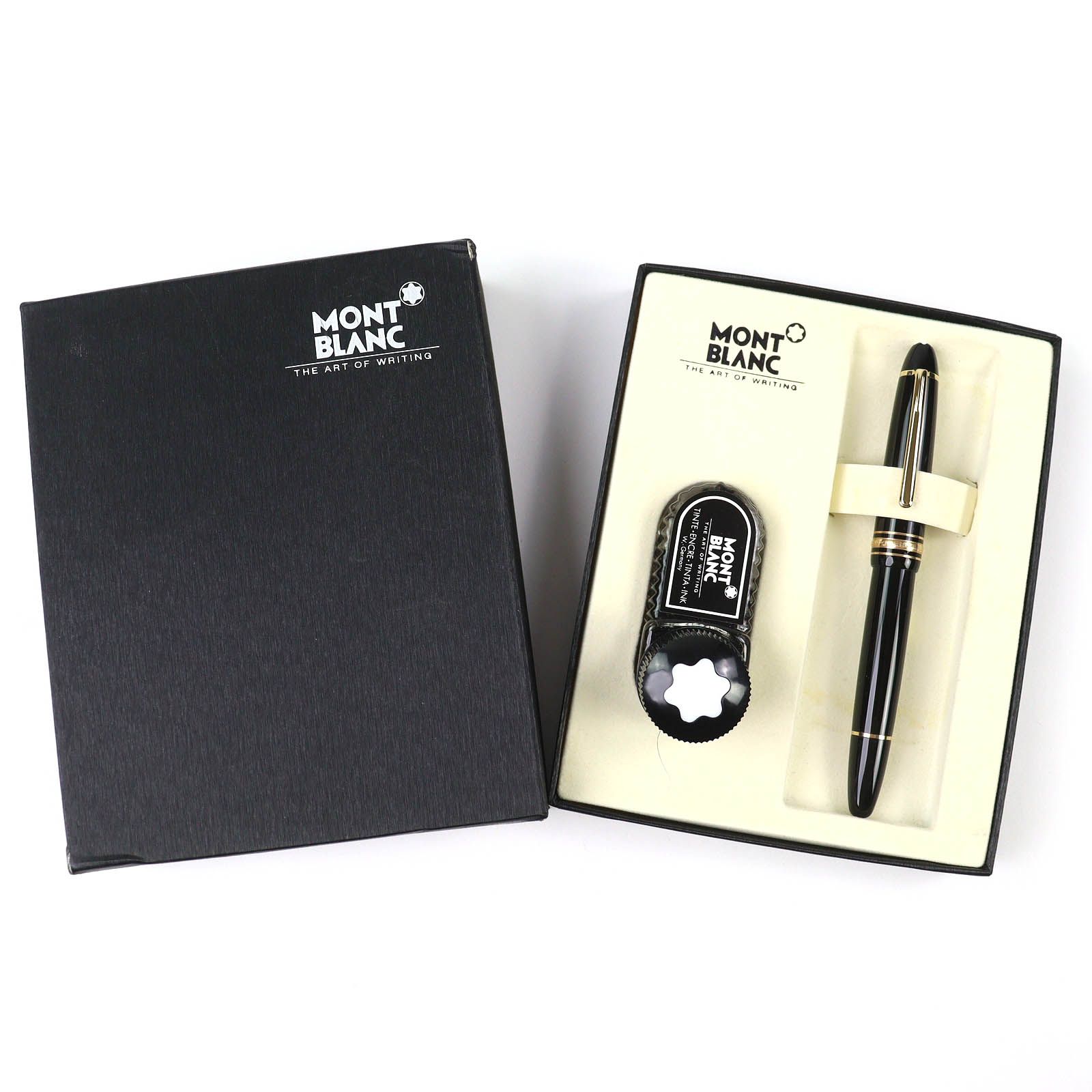 △ モンブラン マイスターシュテュック 146 ペン先14 K Mニブ ホワイトスター 万年筆 ブラック ゴールド ドイツ製 メンズ