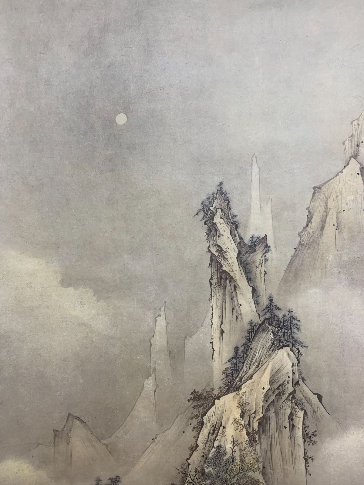 掛け軸】266 狩野芳崖「月夜山水図」複製画 フェノロサと親交 長門の人