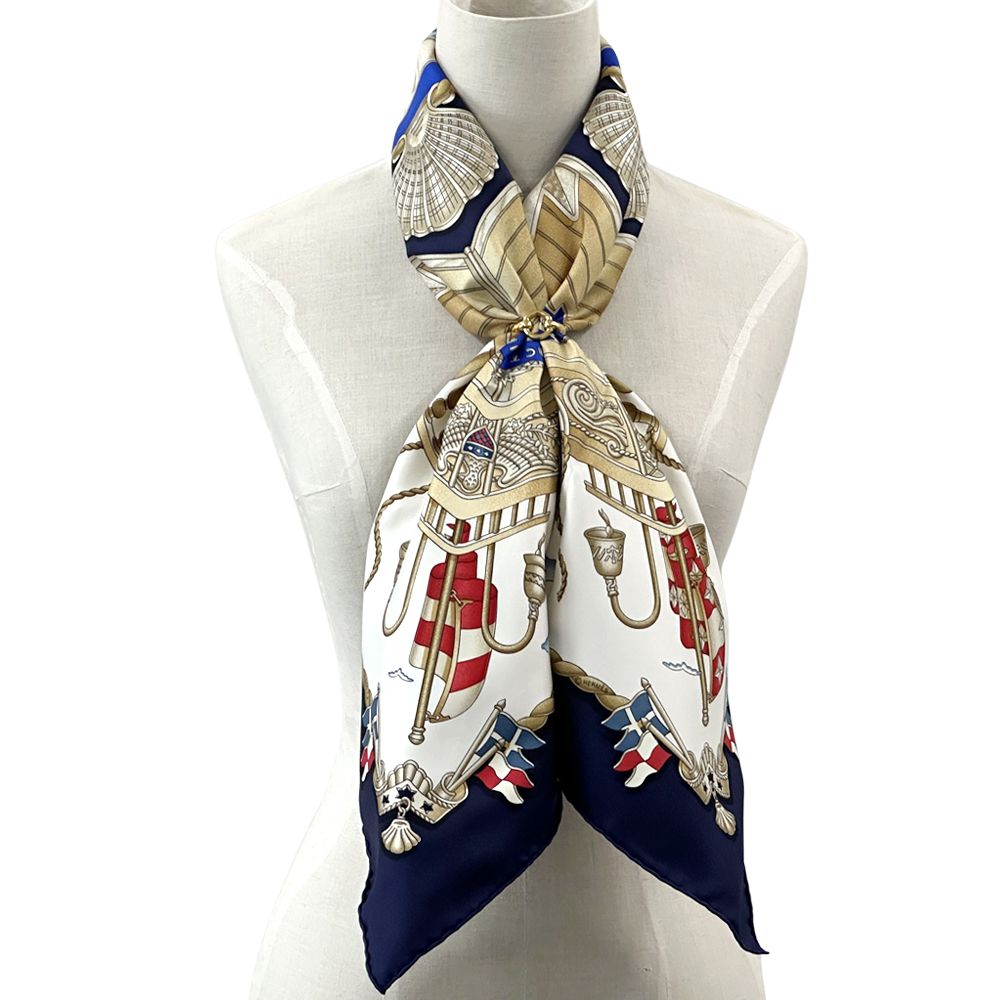 エルメス HERMES スカーフ カレ90 RAILING 船の手摺 レディース