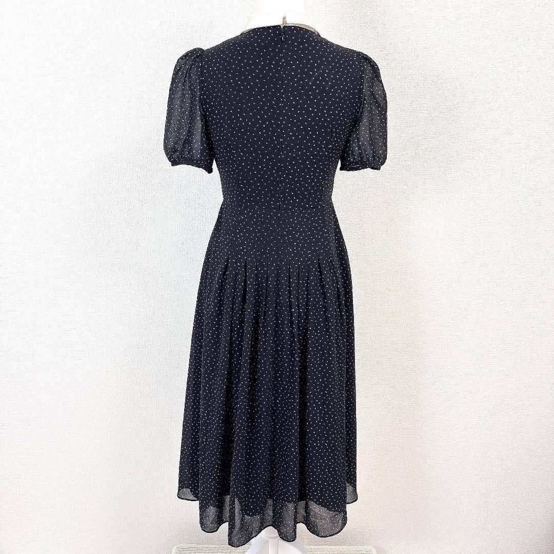 美品】 CELFORD 半袖ワンピース とろみ 36 ブラック △ドット総柄
