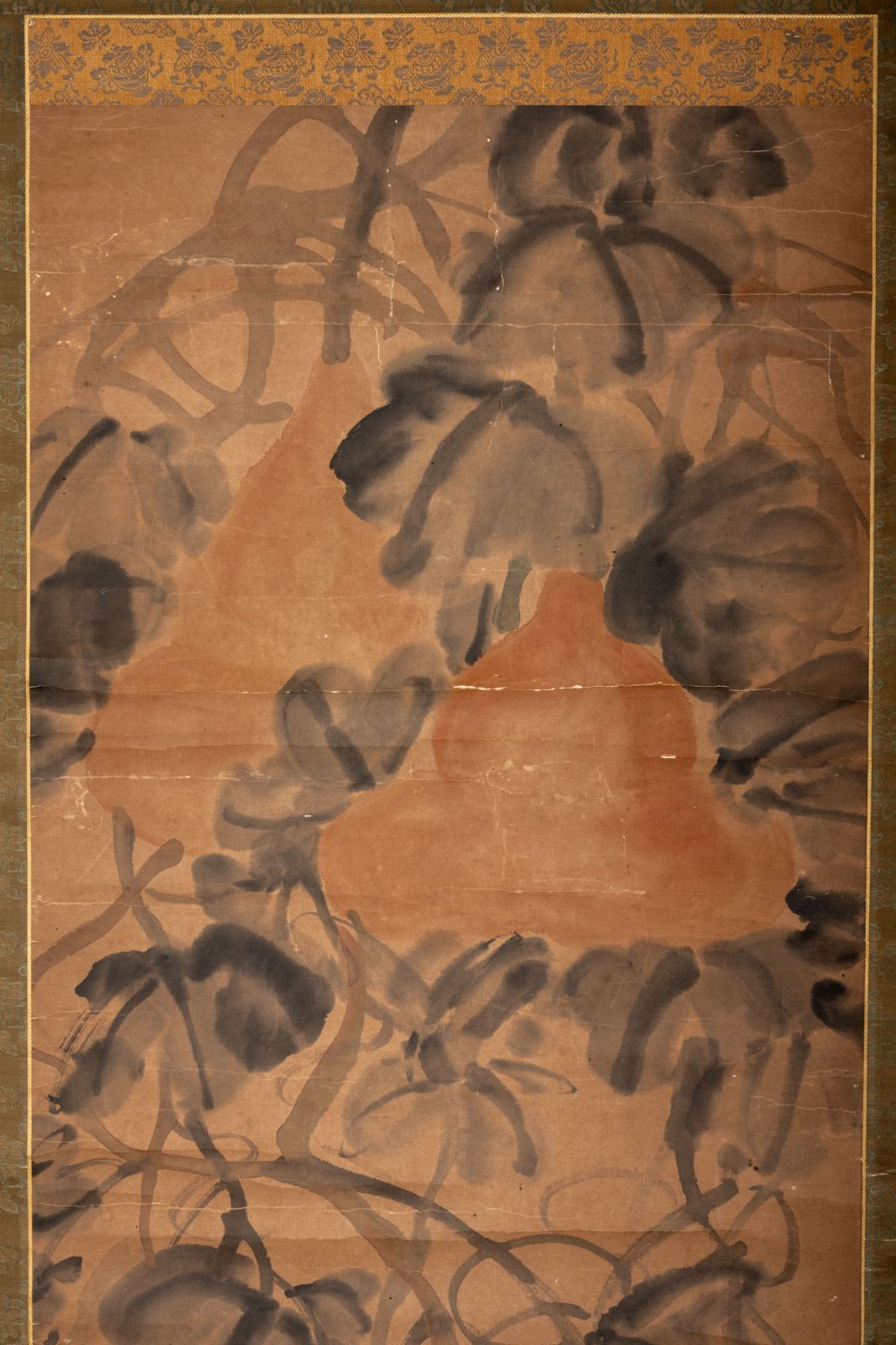 希少・近代中国絵画の巨匠】呉昌碩「福禄（葫芦図）」 設色紙本 掛け軸