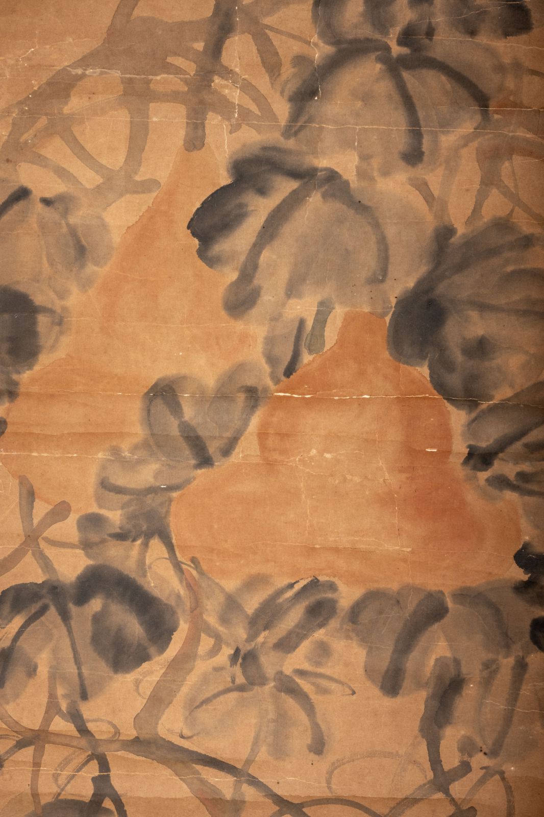 希少・近代中国絵画の巨匠】呉昌碩「福禄（葫芦図）」 設色紙本 掛け軸