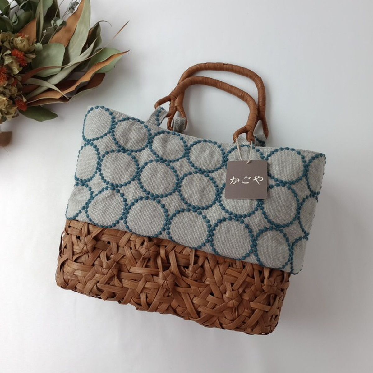 かごやxmina perhonen ミナペルホネン 山葡萄のかごバッグ タンバリン