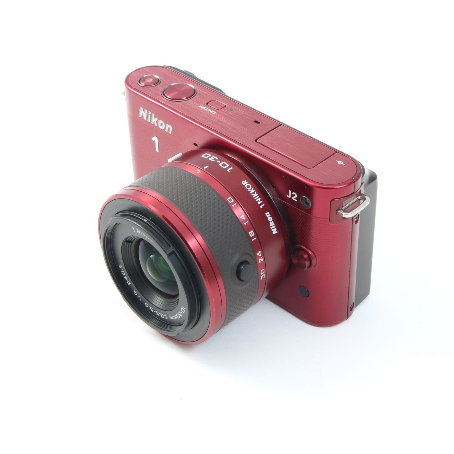 シャッター数2250回】 ニコン Nikon1 J2 レッド + 1NIKKOR 10-30mm VR