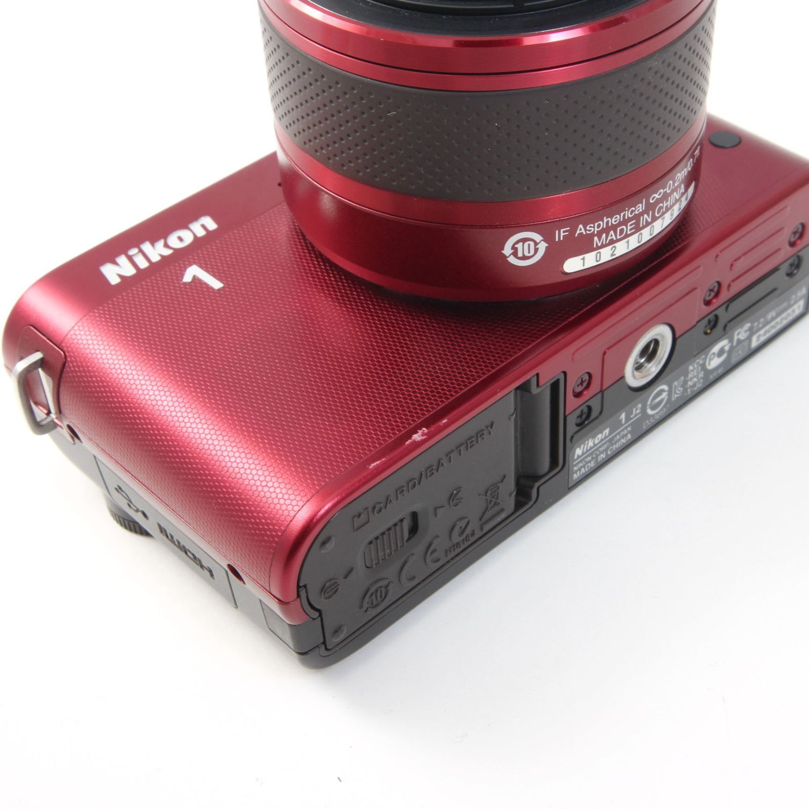 シャッター数2250回】 ニコン Nikon1 J2 レッド + 1NIKKOR 10-30mm VR