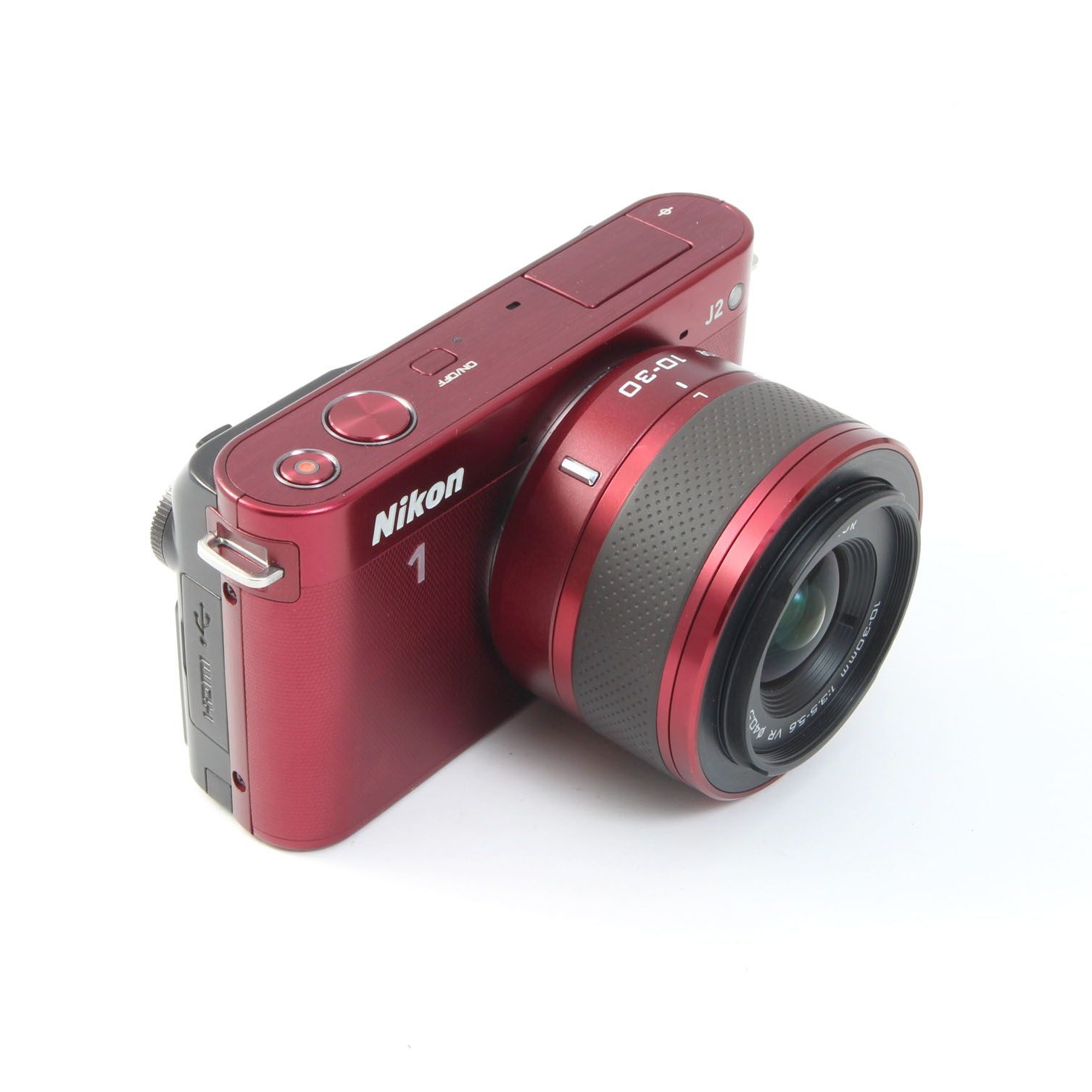 シャッター数2250回】 ニコン Nikon1 J2 レッド + 1NIKKOR 10-30mm VR