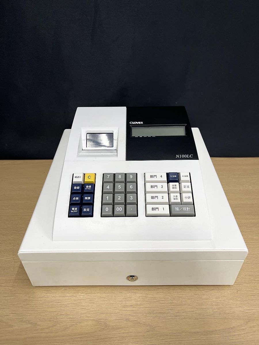 現状品】 CLOVER クローバー電子 レジ レジスター レジロール紙付