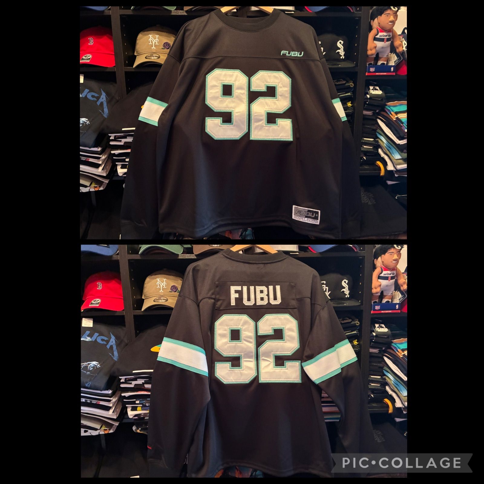 FUBU FOOTBALL SHIRTS/フットボールシャツ【FAM-61706】BLACK Lサイズ