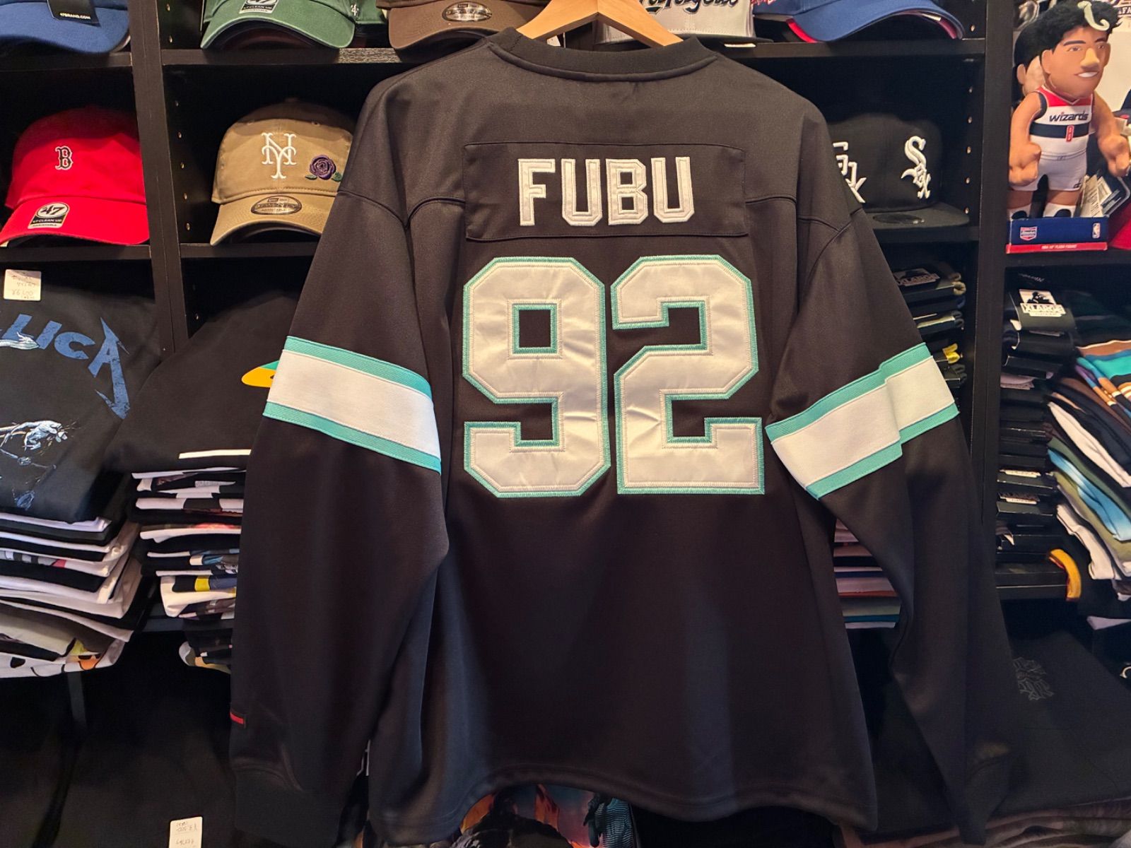 FUBU FOOTBALL SHIRTS/フットボールシャツ【FAM-61706】BLACK Lサイズ
