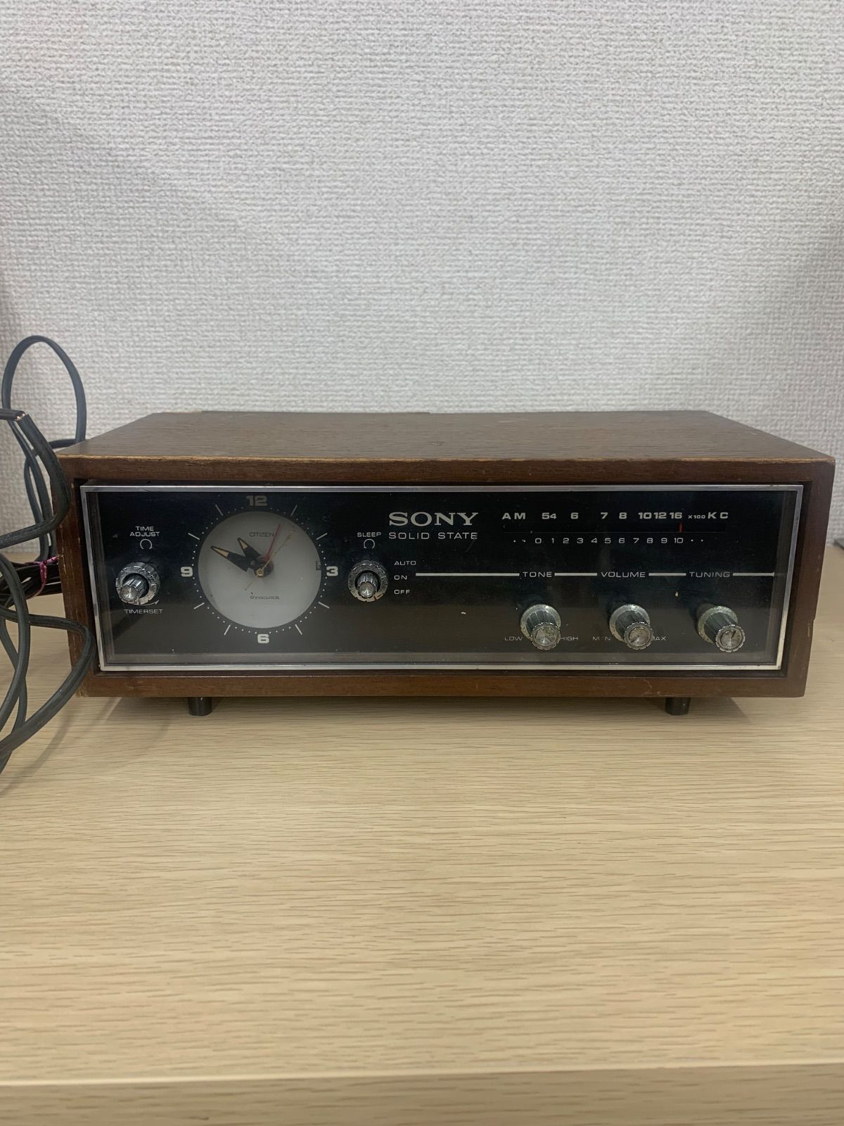 0 【通電確認済み】レトロ置時計 ラジオSONY-8RC-49【電化製品】【2