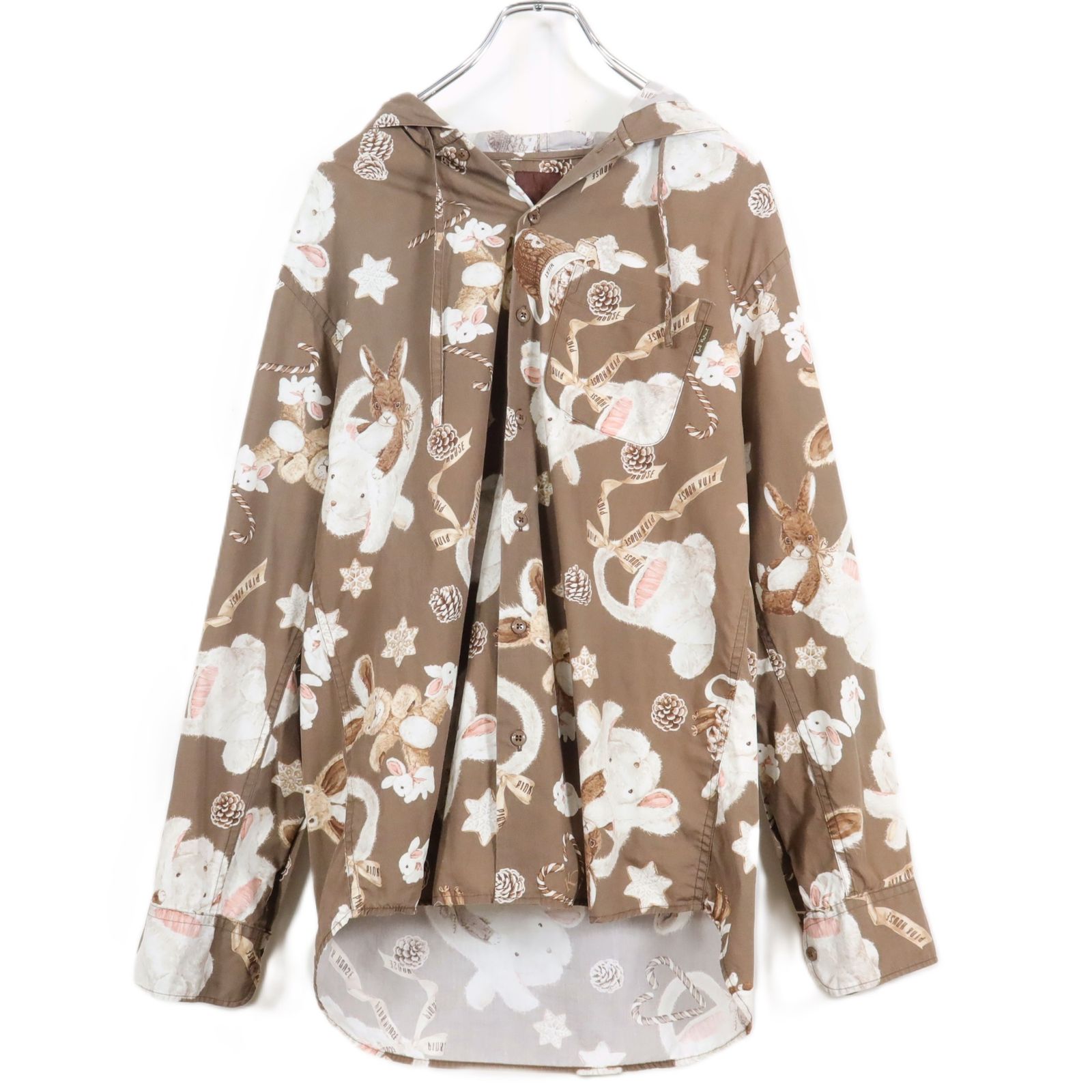 カールヘルム ラッピングラビット柄ブラウス カールヘルム うさぎ フード付 シャツ ブラウス 黒 M ラビット - メルカリ