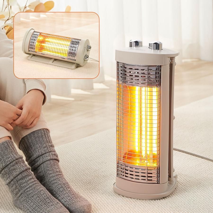 セール最安値挑戦 5000 電気ヒーター 3039 縦横 2way 電気 ストーブ カーボン ヒーター ベージュ 速暖2秒