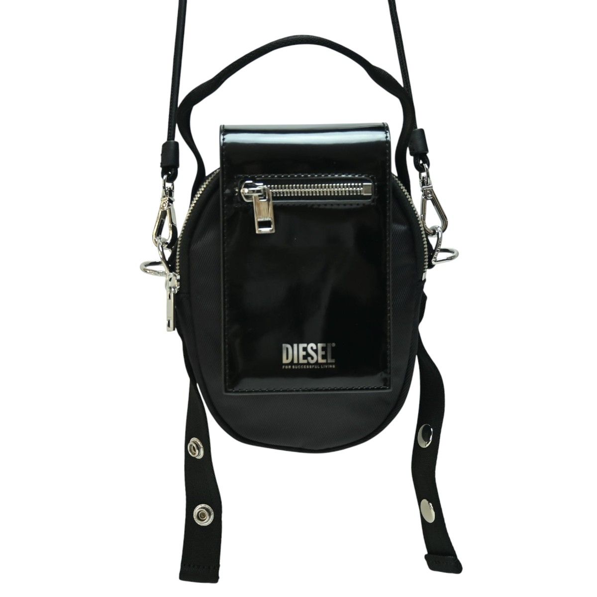 美品 DIESEL ディーゼル エナメル/ナイロン/レザー 2WAY ショルダー 