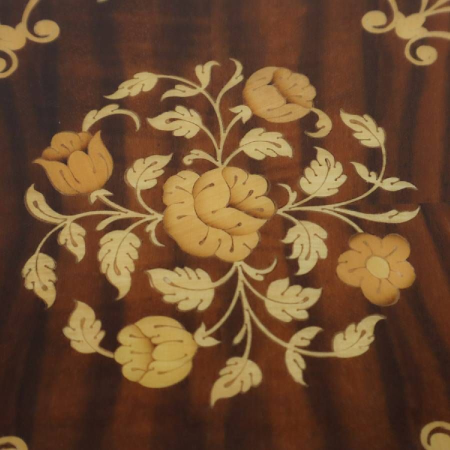 イタリア製 象嵌装飾 サイドテーブル Φ50cm 高さ62cm ワインテーブル