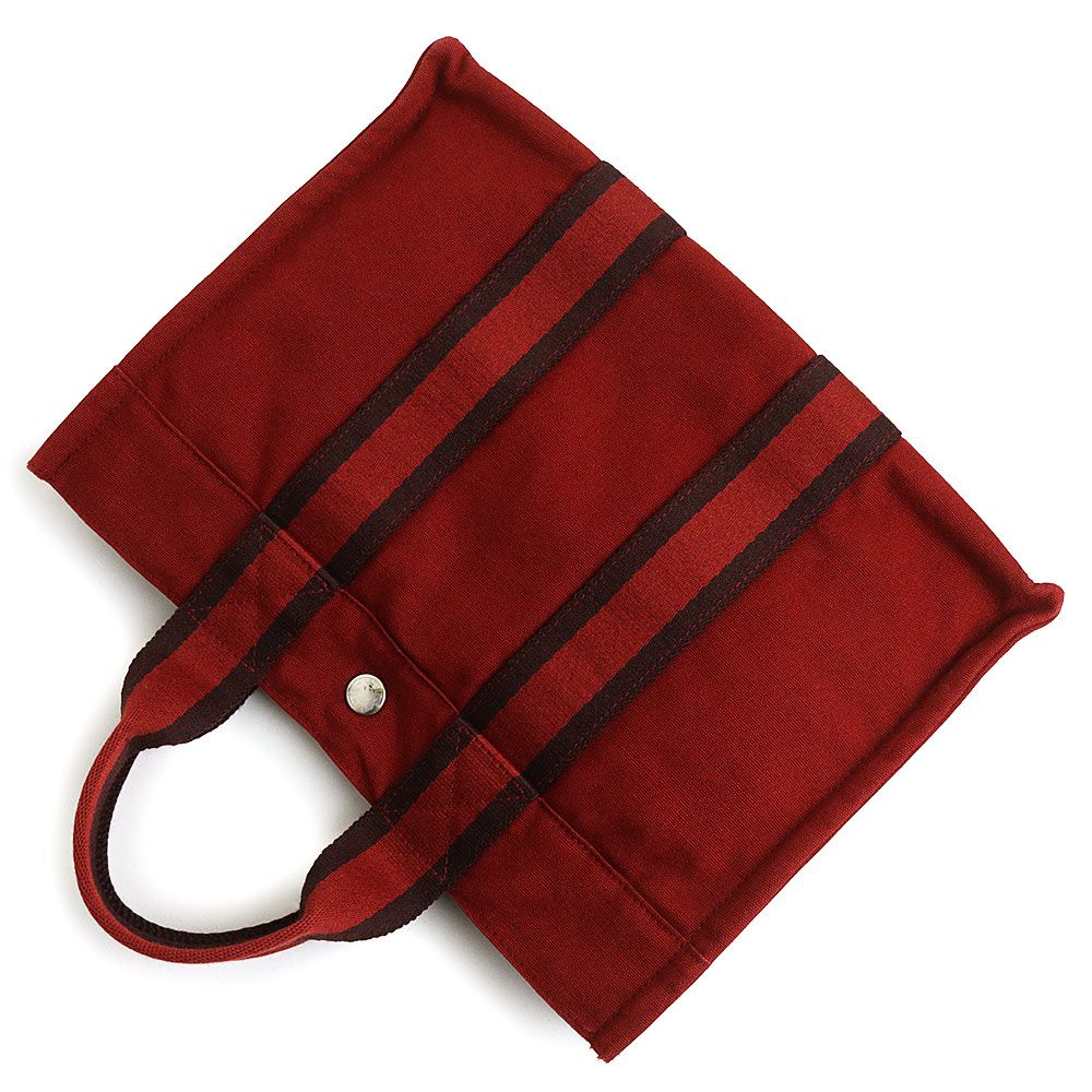 エルメス フールトゥ PM コットンキャンバス レッド ボルドー トート  